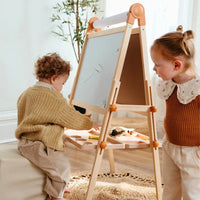 Tiny Land INC Caramel Magnitales Kids Easel with colorful surfaces and storage compartments, ideal for children's art and creativity.