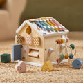 Tiny Land® Cottage Activity Cube in Morandi colors, featuring colorful blocks, doors, and interactive elements for children.