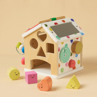 Tiny Land® Cottage Activity Cube in rainbow colors with engaging shapes and interactive features for toddlers.