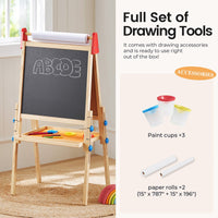 Tiny Land® 3-in-1 kids easel with chalkboard, whiteboard, and paper surface for creative art activities.