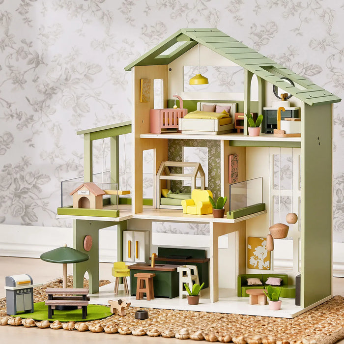 Tiny Land® Sweetwood Edge Dollhouse - Green & Pink