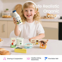 Tiny Land® Organic Dairy Pack play food set featuring miniature organic dairy products for kids' pretend play.