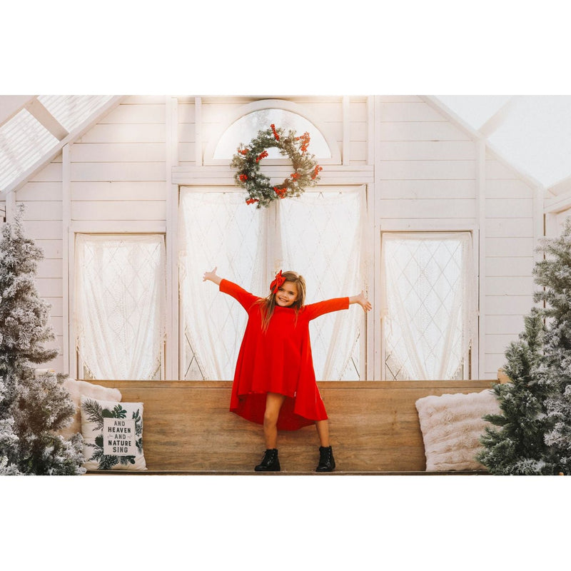 Holiday outfit for girls – long sleeve red dress