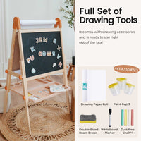 Tiny Land INC Caramel Magnitales kids easel with colorful drawing surfaces and storage trays for creative art activities.