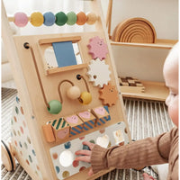 Natural wooden baby walker by Tiny Land INC, versatile toddler walker with sturdy wooden frame and smooth finish.