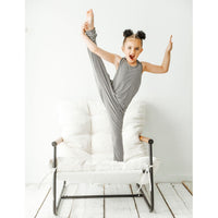 Be Mi Los Angeles romper with fine black and white stripes, stylish sleeveless design, and relaxed fit.