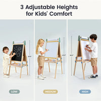 Tiny Land® 3-in-1 kids easel with chalkboard, whiteboard, and paper roll for creative art activities for children.