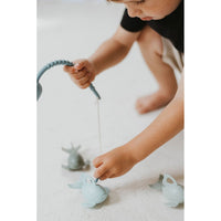 Colorful silicone fishing set with toy fishing rods and fish, perfect for kids' play and learning about fishing.
