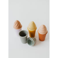 Colorful silicone ice cream cones toy set by ShopMyLittleSongbird, featuring realistic-looking cone shapes for imaginative play.