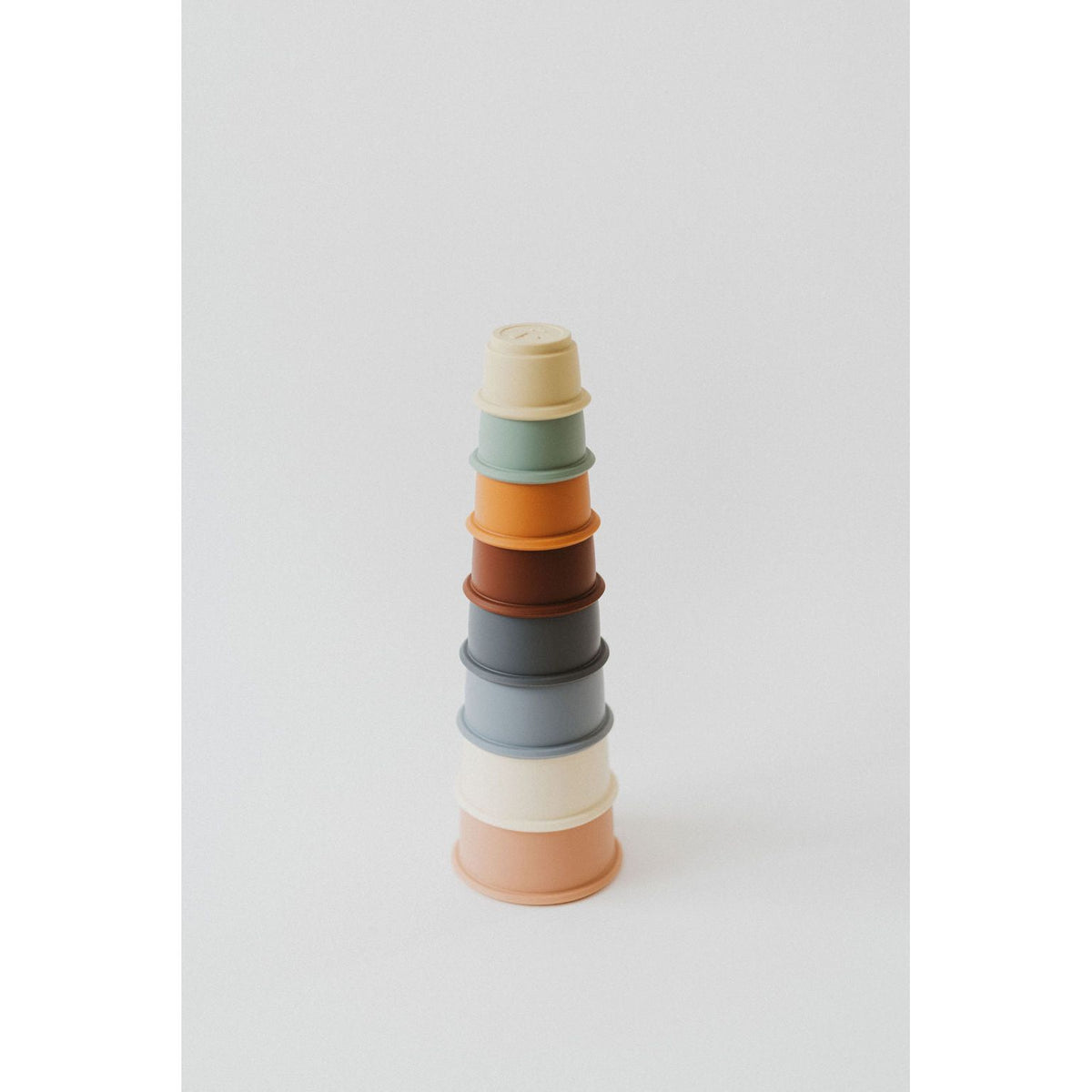 Colorful silicone stacking toy from ShopMyLittleSongbird featuring multiple cups perfect for toddler play and fine motor development.