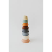 Colorful silicone stacking toy from ShopMyLittleSongbird featuring multiple cups perfect for toddler play and fine motor development.