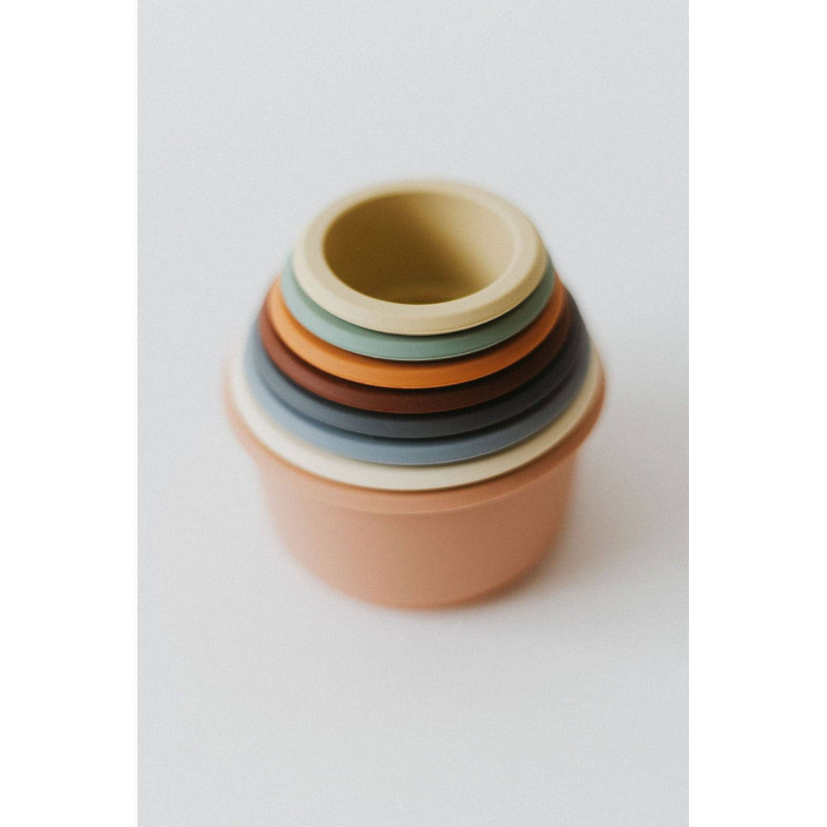 Colorful silicone stacking toy with multiple cups for children, designed by ShopMyLittleSongbird, perfect for play and developmental skills.