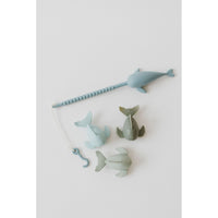 Colorful silicone fishing set with toy fishing rods and accessories, designed for children’s imaginative play.