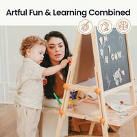 Tiny Land® Caramel Magnitales Kids Easel with colorful drawing surfaces and storage compartments for children’s art activities.