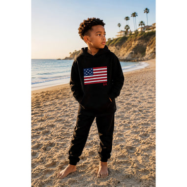 Organic Benji Flag Hoodie Black - Be Mi Los Angeles