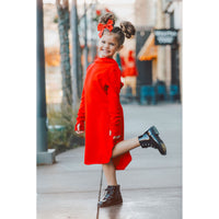 Organic Luna Hoodie Dress by Be Mi Los Angeles, cozy and stylish dress with a hood, in soft organic fabric, shown on a model.