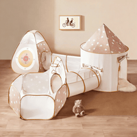 Tiny Land® Discovery 5-in-1 Play Tunnel with no balls, colorful fabric, and mesh sides for kids' active indoor play.