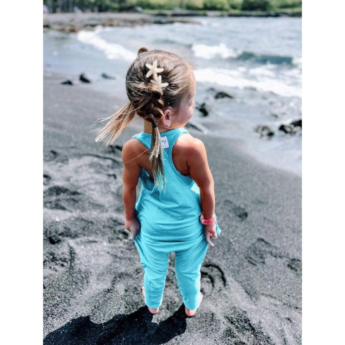 Be Mi Los Angeles aqua romper featuring a stylish, lightweight design perfect for warm weather and casual outings.