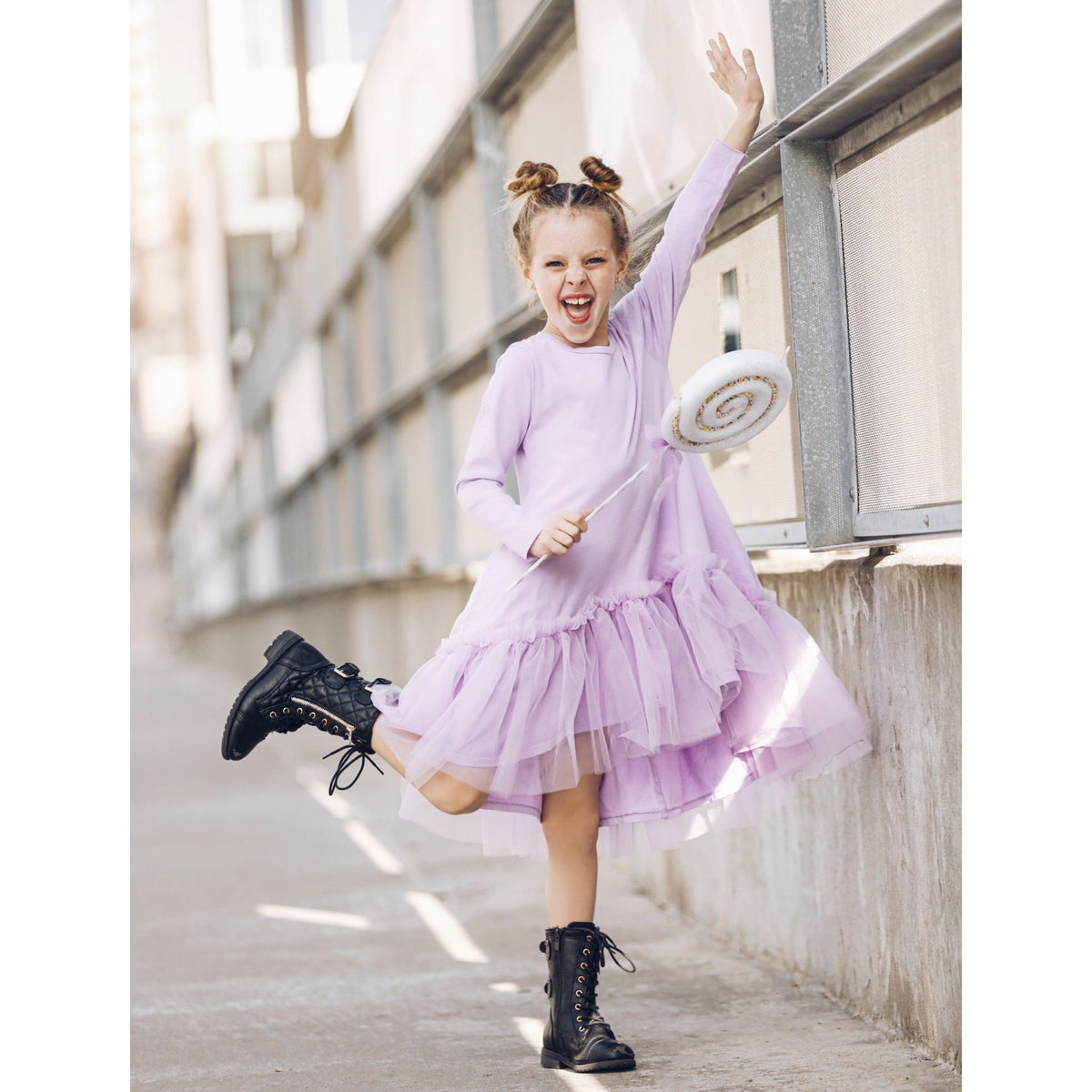 Be Mi Los Angeles Zuri Tutu Dress for girls, pink layered tutu with floral accents and soft fabric, perfect for special occasions.