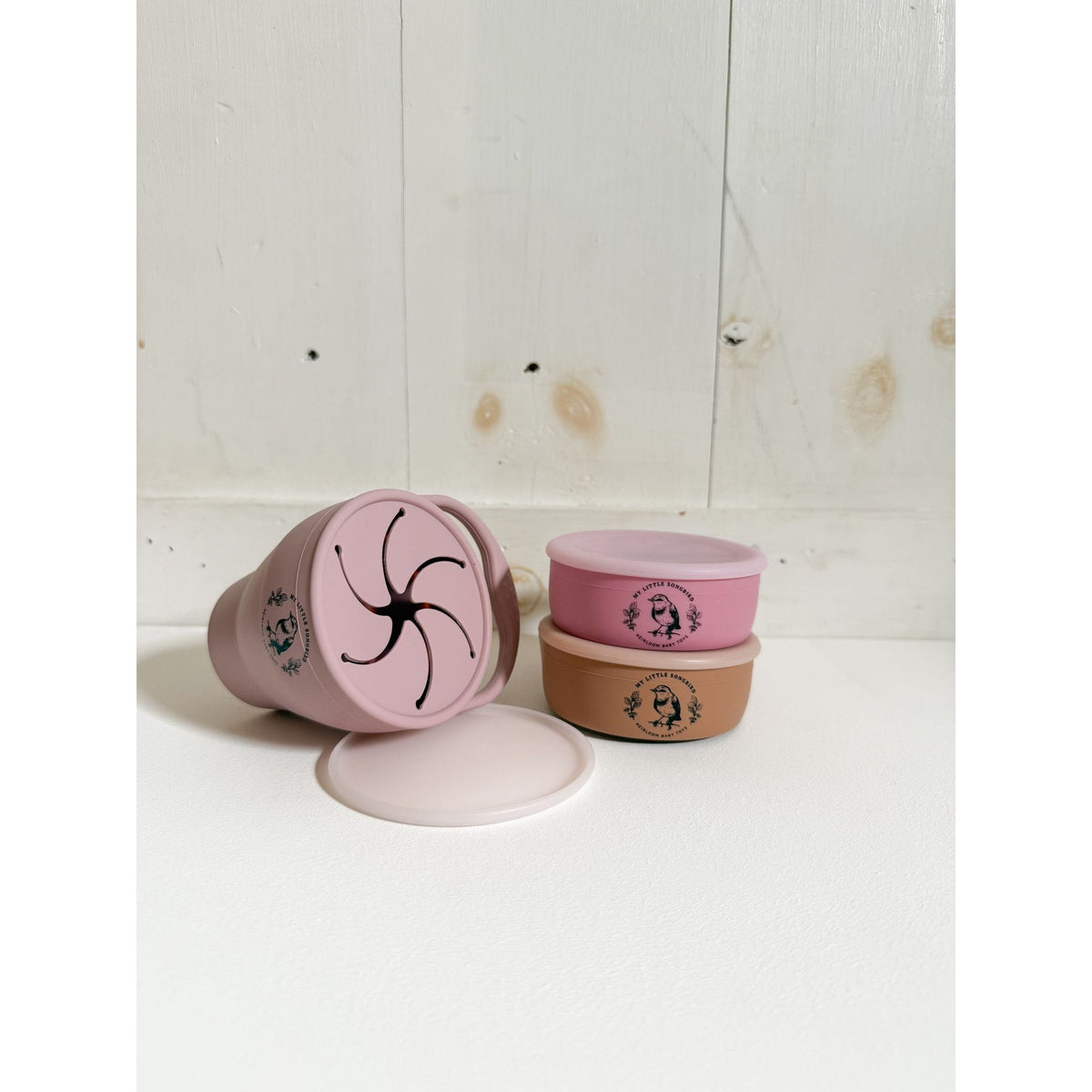 Silicone collapsible snack cup bowl by ShopMyLittleSongbird, soft flexible design with colorful silicone material for kids.