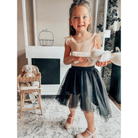 Be Mi Los Angeles high-low tutu skirt in soft tulle with layered design, vibrant pink color, and waistband detail.