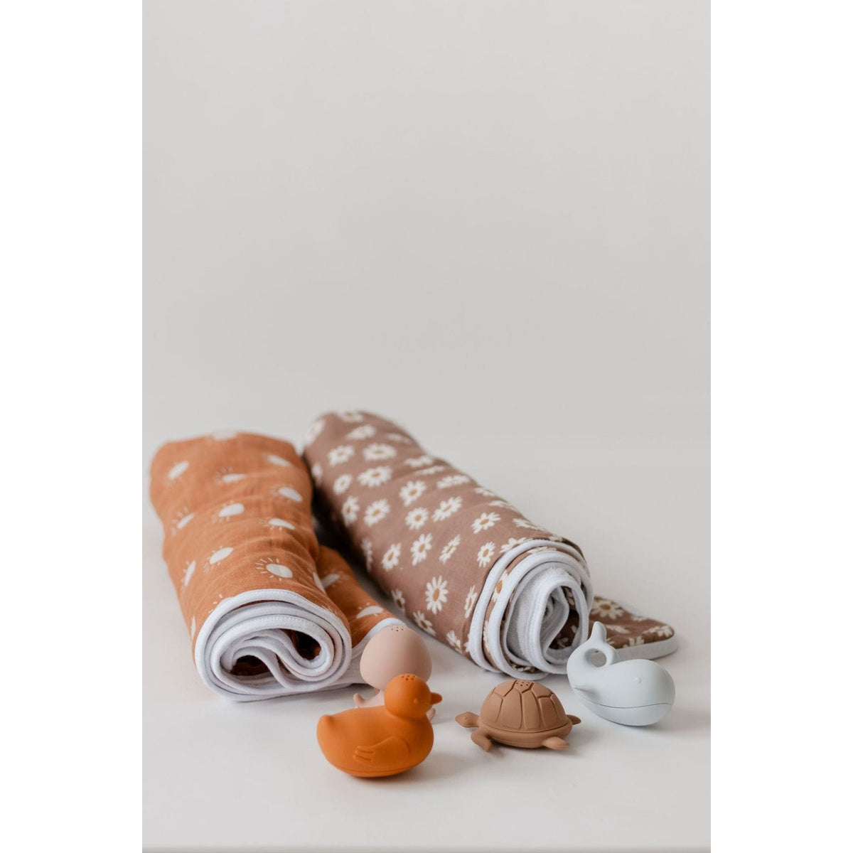Colorful silicone bath toy set by ShopMyLittleSongbird with floating and squeeze features, perfect for bath time fun.