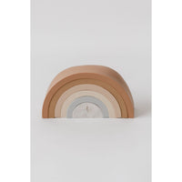 Colorful silicone stacking rainbow toy by ShopMyLittleSongbird, with vibrant arches and smooth, flexible silicone surfaces.