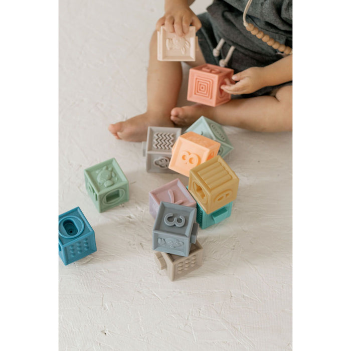 Colorful silicone blocks toy set featuring 1-2-3's from ShopMyLittleSongbird, with soft, flexible building blocks for young children.