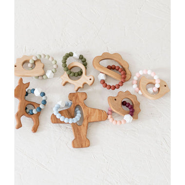 Wooden Teether with Silicone Ring