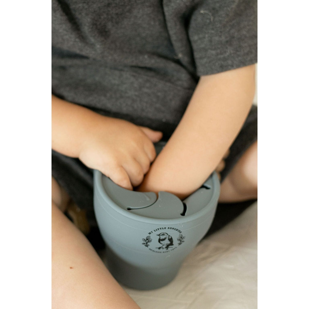 Collapsible silicone snack cup bowl by ShopMyLittleSongbird, ideal for kids' snacks, with colorful silicone material and easy-to-hold design.