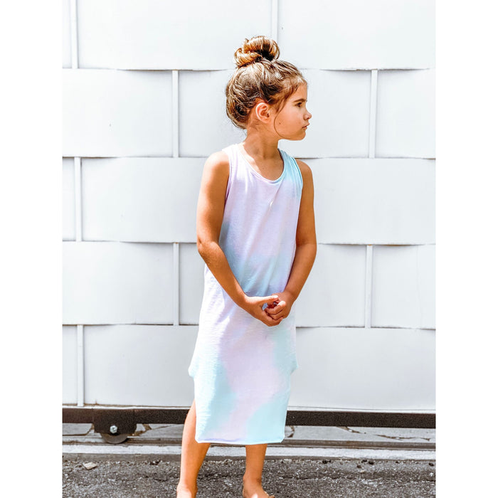 Be Mi Los Angeles Lexi Tank Dress in bubble gum pink, sleeveless casual dress with a relaxed fit and soft fabric.
