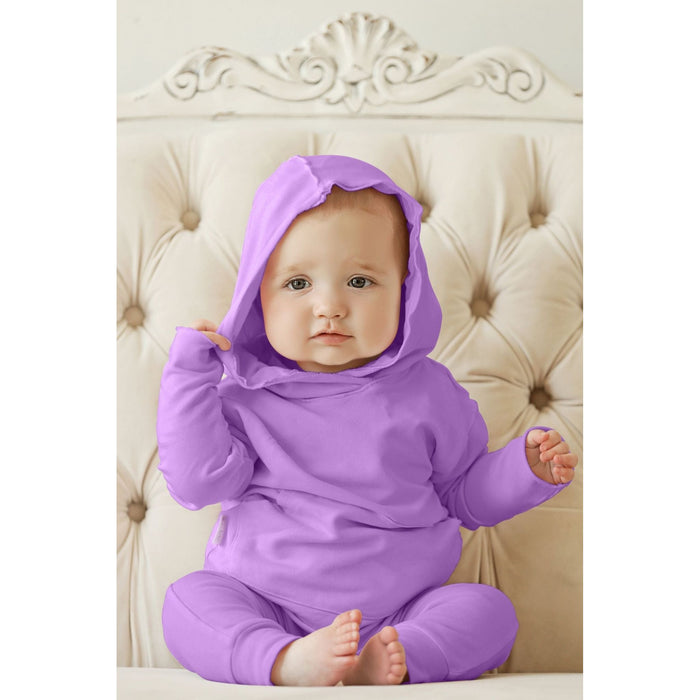 Organic Baby Benji Hoodie in purple by Be Mi Los Angeles, soft cotton hoodie with a cozy fit for little ones.