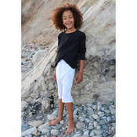 Be Mi Los Angeles Raw Edge Tee Long Sleeve in soft fabric, featuring a casual raw edge design and long sleeves.
