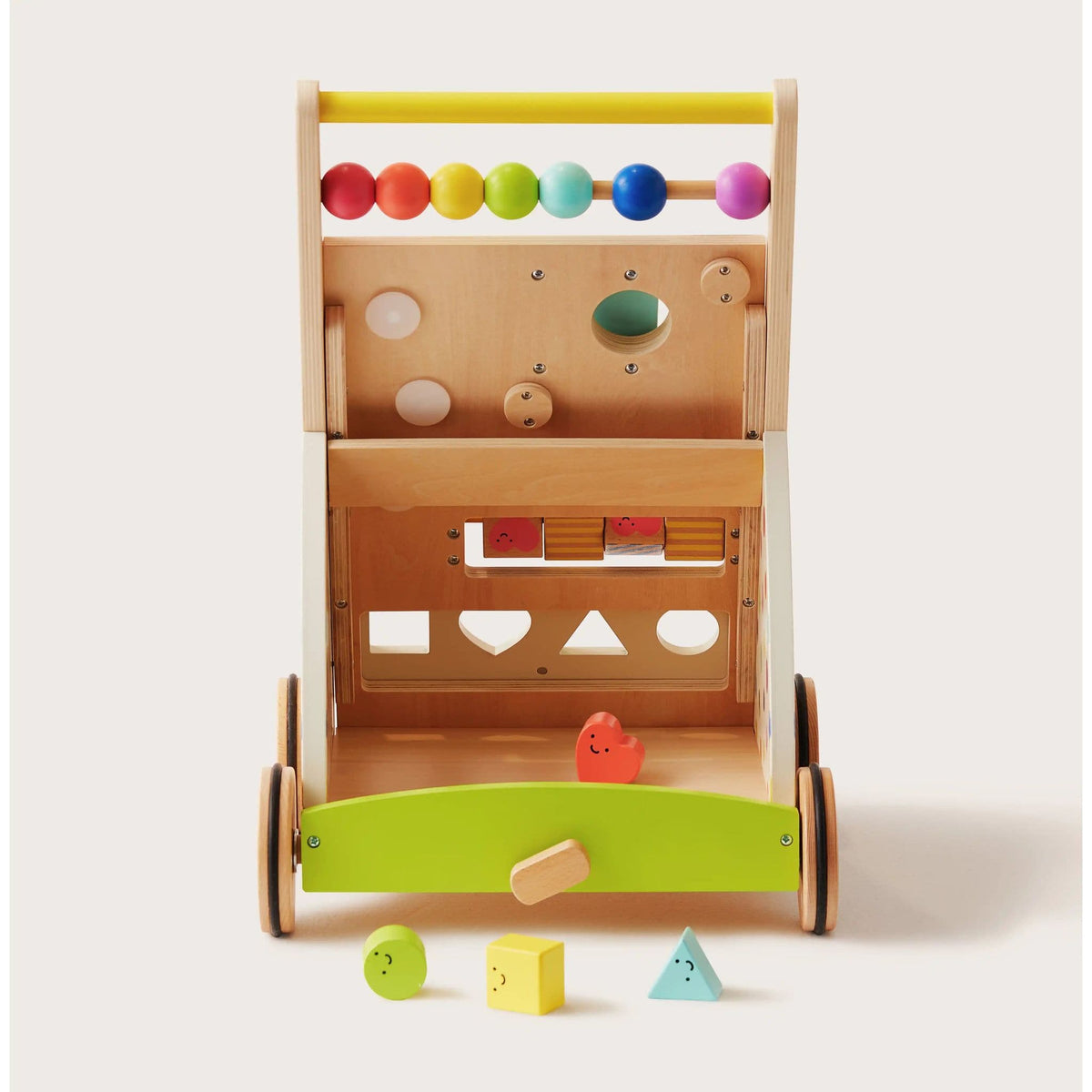 Natural wooden baby walker from Tiny Land® Premium Natural Wooden Activity Walker, featuring smooth finish and sturdy design.