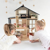 Tiny Land® Sweetwood Edge Dollhouse with detailed wooden structure and miniature furniture, perfect for imaginative play.