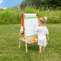 Tiny Land® 3-in-1 kids easel with chalkboard, whiteboard, and paper holder for creative art activities by Tiny Land INC.
