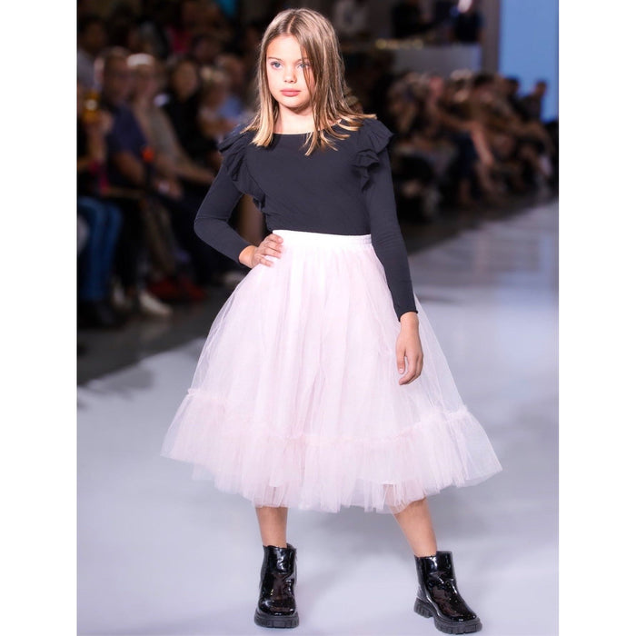 Pink Ballerina Skirt by Be Mi Los Angeles, showcasing soft fabric and flowy design perfect for dance or casual wear.
