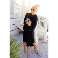 Organic Luna Hoodie Dress by Be Mi Los Angeles, adult casual dress with hood and organic fabric, shown in natural color.