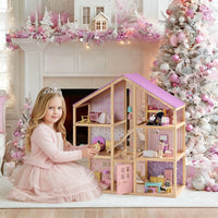 Tiny Land® Sweetwood Unicorn Dollhouse & Wooden Dollhouse Dolls