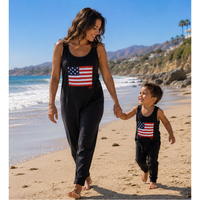 Be Mi Los Angeles Americana Romper in navy, featuring a stylish sleeveless design and relaxed fit for casual summer wear.
