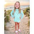 Be Mi Los Angeles Organic Benji Hoodie Aqua, a cozy sweatshirt with a relaxed fit in vibrant aqua color.