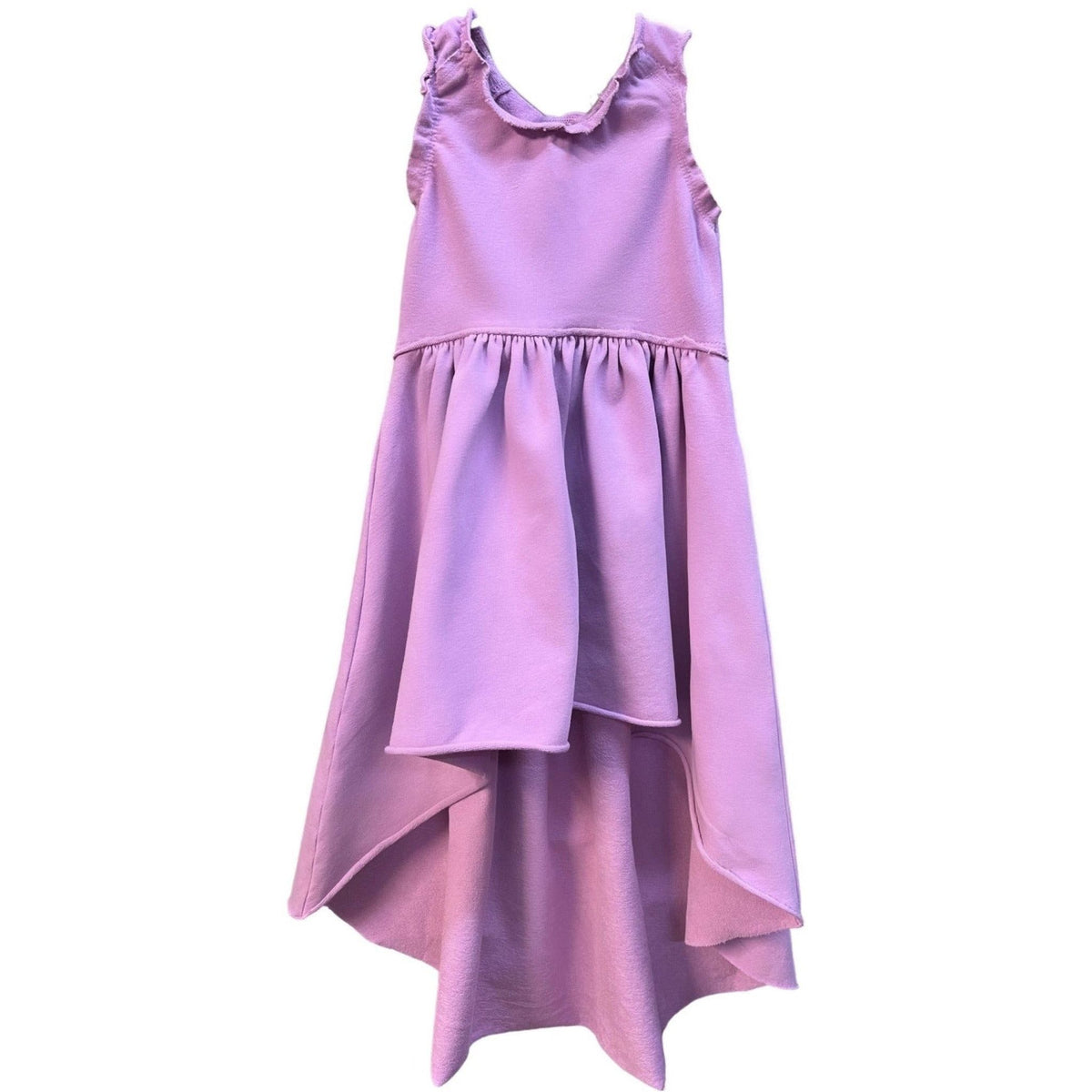Purple Organic Giselle Dress by Be Mi Los Angeles, showcasing a flowing, stylish dress with a fitted waist and elegant design.