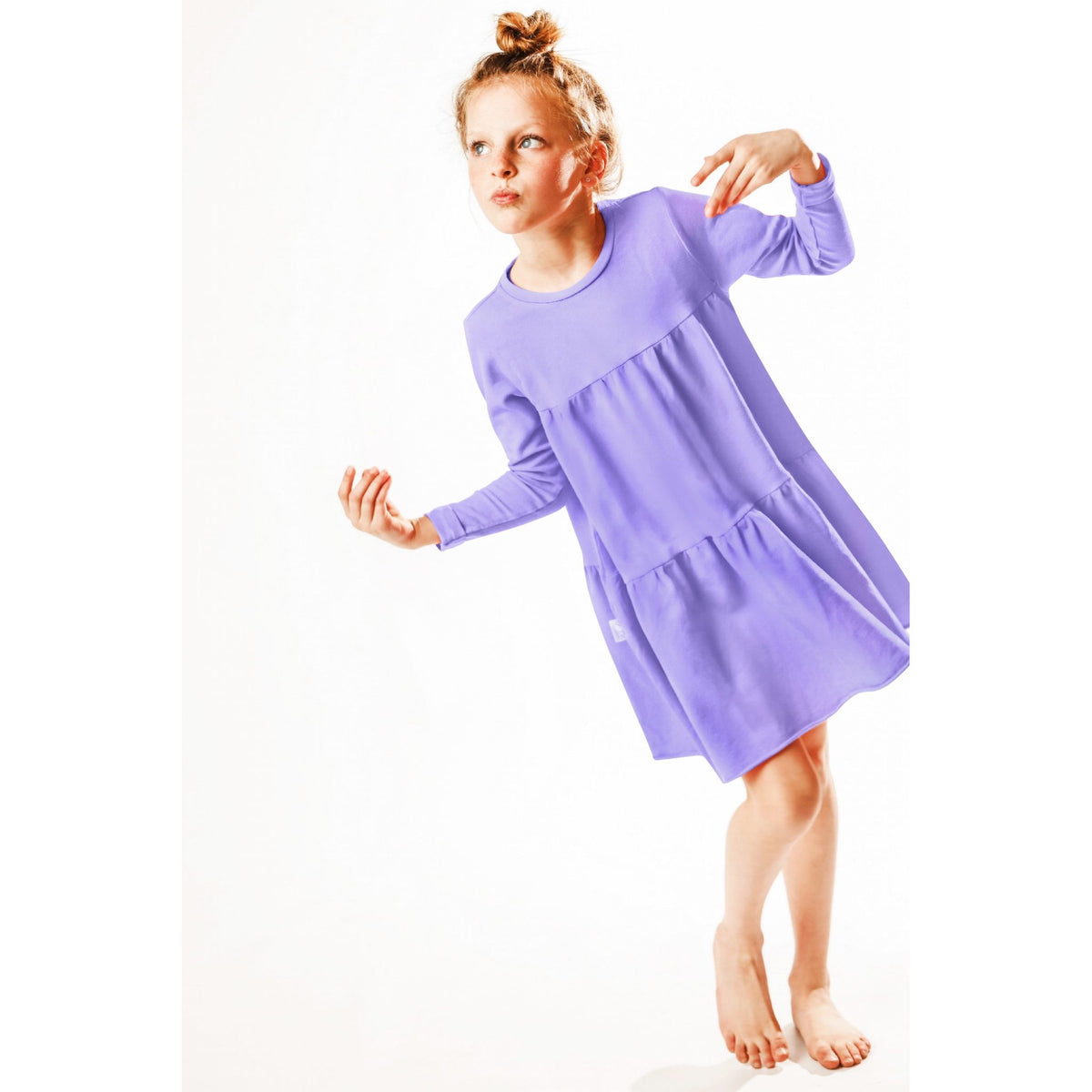Organic Alya Dress by Be Mi Los Angeles, flowing dress with natural fabric and elegant design, shown on a model.