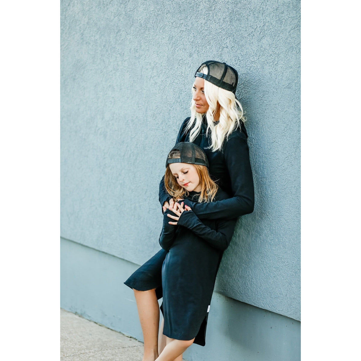 Organic Luna Hoodie Dress by Be Mi Los Angeles, adult casual dress in soft fabric, featuring a hood and relaxed fit.