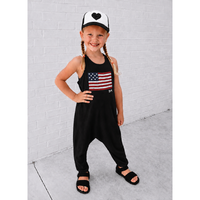 Black Americana romper by Be Mi Los Angeles featuring a stylish, comfortable one-piece design with short sleeves and a relaxed fit.