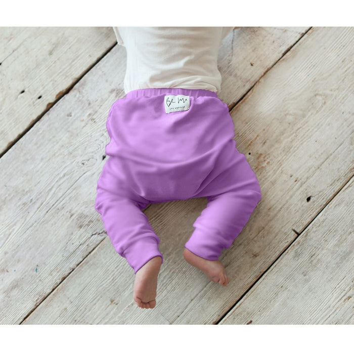 Organic Baby Malibu Pants in purple by Be Mi Los Angeles, soft and comfortable baby pants with a cozy fit.