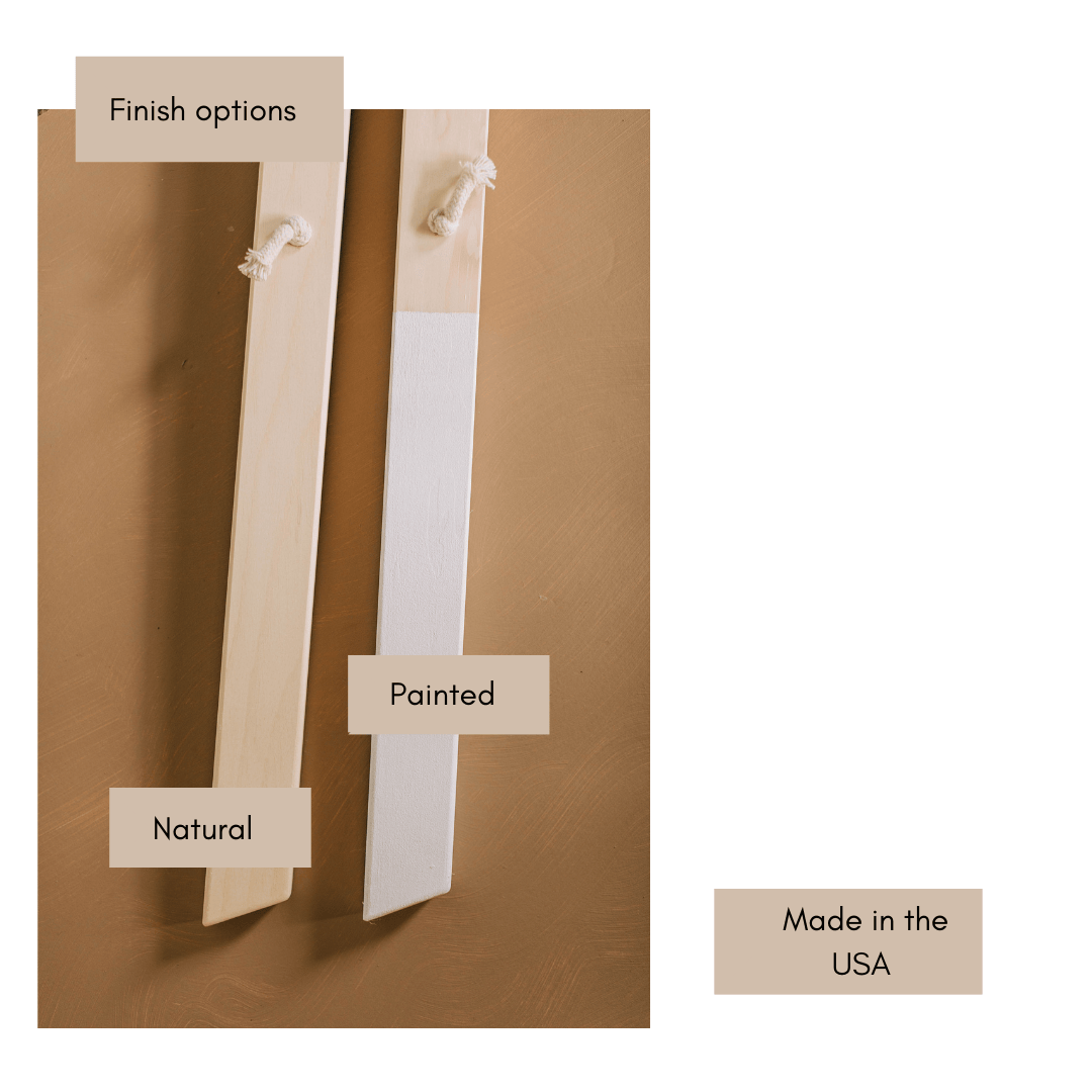 Wooden toddler clothes rack from ShopMyLittleSongbird, featuring a sturdy wooden design with small hanging hooks for children's clothes.