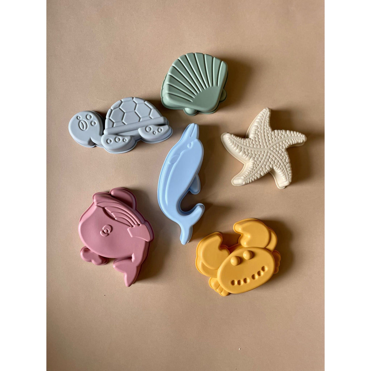 Colorful silicone sand bucket toy set with shovel and toys for kids by ShopMyLittleSongbird, perfect for beach or sandbox play.