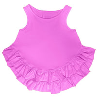 Be Mi Los Angeles Noa Ruffle Tank top in purple, stylish sleeveless blouse with ruffle details, perfect for casual wear.