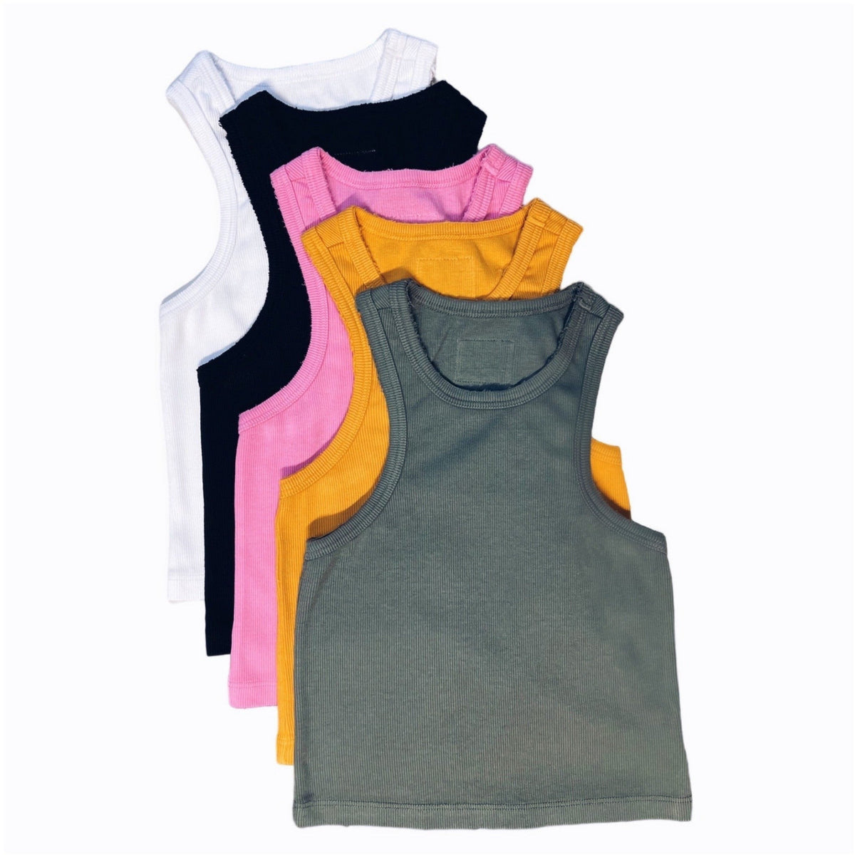 Be Mi Los Angeles modal ribbed tank top, close-up of fitted sleeveless top in soft fabric with ribbed texture.